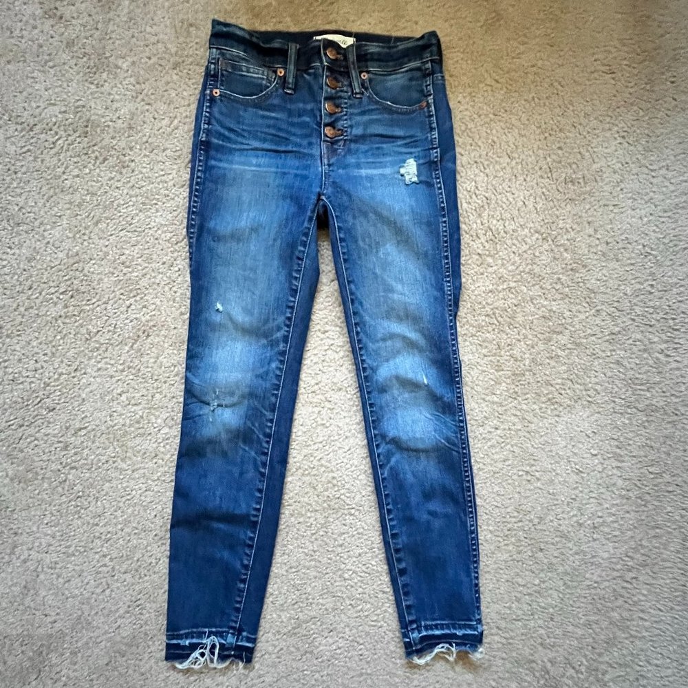 Madewell 10" High Rise Drop Hem Edition Skinny Frayed Jeans Size 24